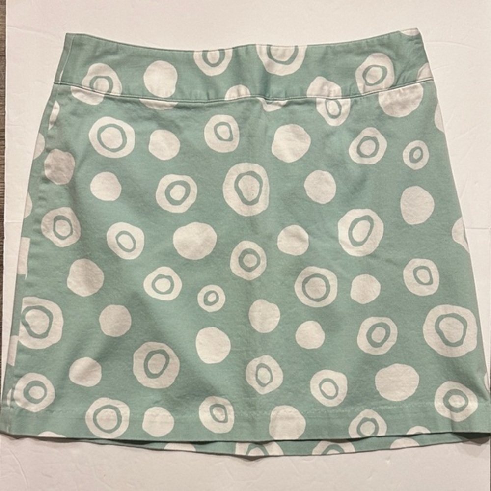 Talbots mint green and white Polka Dot A-Line mini Skirt Size 8P